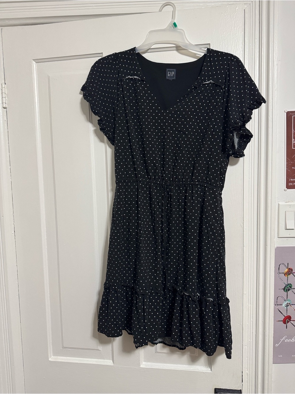 GAP Black Mini Dress with White Polka Dots